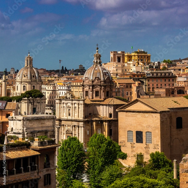 Obraz View of the old town in Rome from the Castel Sant'Angelo.