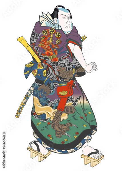 Obraz 浮世絵　栄優見立十人男　金神蝶五郎