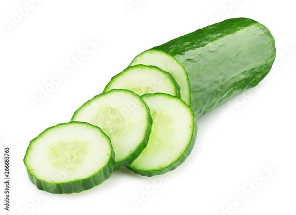 Fototapeta ripe cucumber isolated on white background