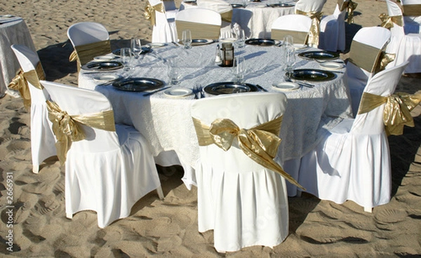 Obraz dinner table at a beach wedding