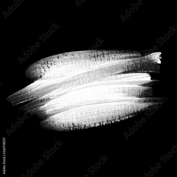 Obraz White brush painted acrylic over black background. Vector. Free style.