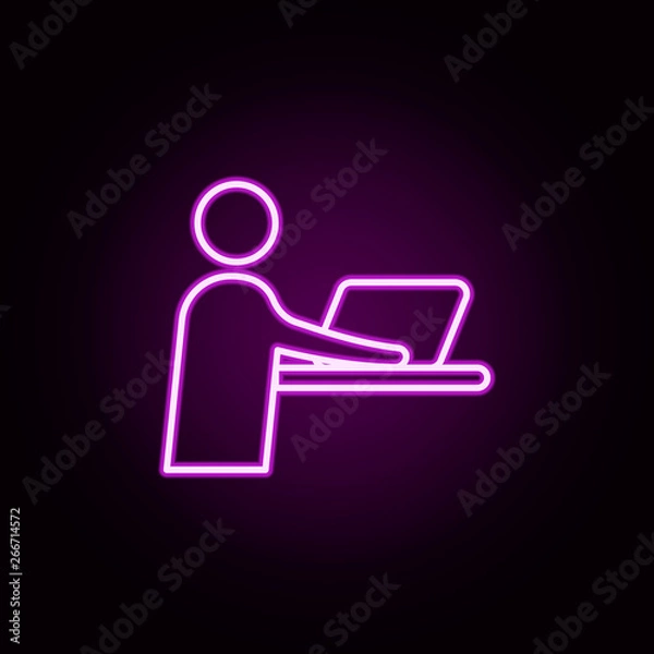 Fototapeta education, laptop, online neon icon. Elements of online education set. Simple icon for websites, web design, mobile app, info graphics