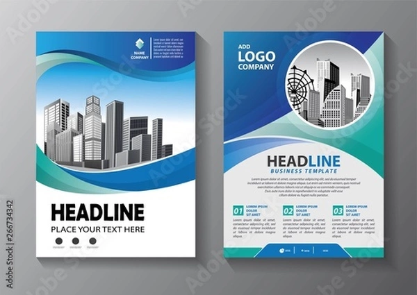 Fototapeta Brochure design, cover modern layout, annual report, poster, flyer in A4 with colorful triangles, geometric shapes for tech, science, market with light background
