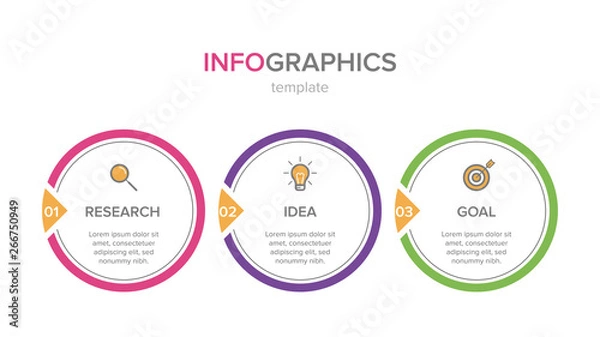 Fototapeta Infographic design with icons and 3 options or steps. Thin line vector. Infographics business concept. Can be used for info graphics, flow charts, presentations, web sites, banners, printed materials.