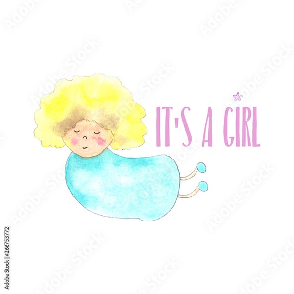 Fototapeta Angel girl new born card