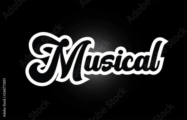 Fototapeta black and white Musical hand written word text for typography logo icon design