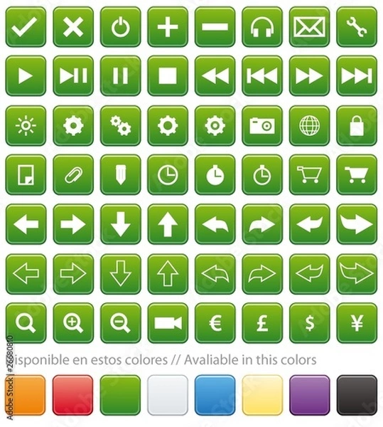 Obraz Icons for aplication web Green
