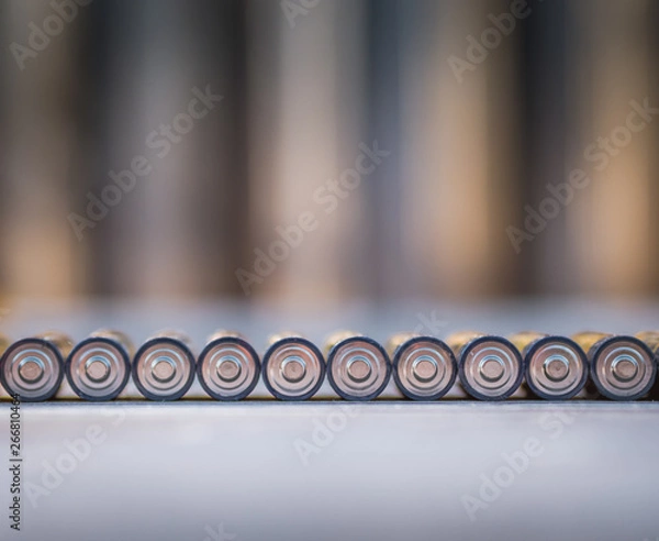 Obraz Image of alkaline batteries AA in geometrical order