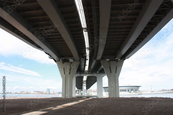Fototapeta View of the highway on the racks of St. Petersburg  
