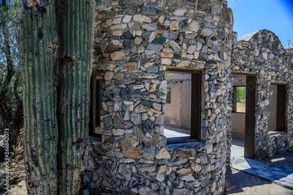 Obraz old window in stone wall