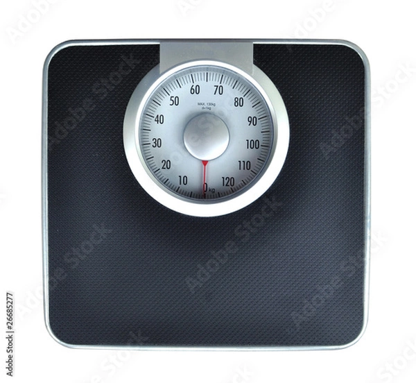 Obraz Bathroom weight scale on white background