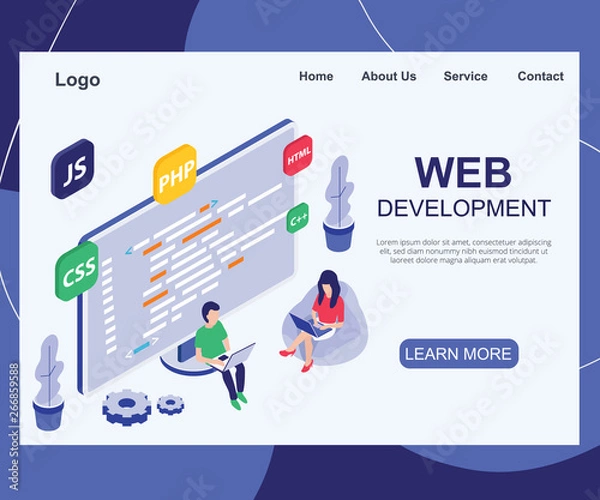 Fototapeta Isometric Artwork Concept of Web Development