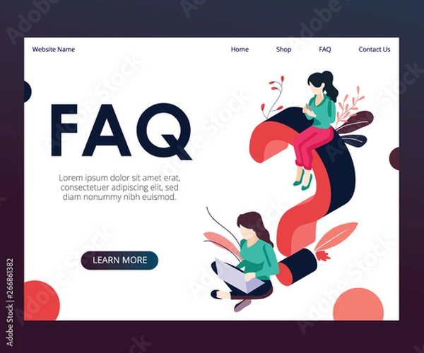 Fototapeta Isometric Artwork Concept of FAQ