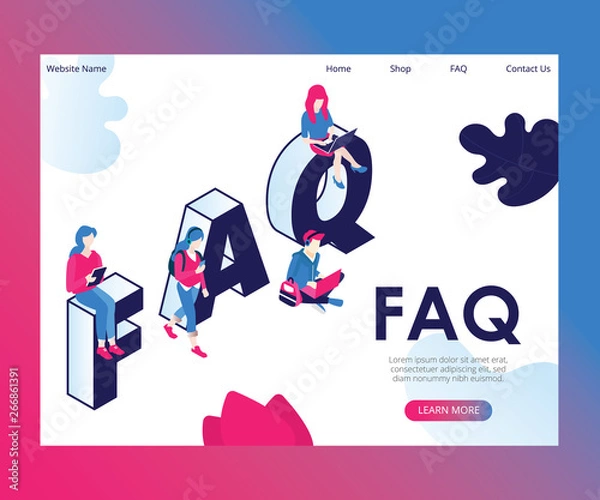 Fototapeta Isometric Artwork Concept of FAQ