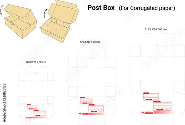 Obraz corrugated post box die cut & mock up box