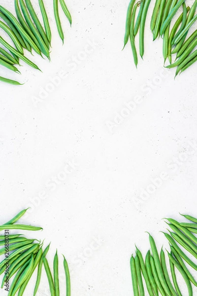 Fototapeta Top view of fresh green beans background