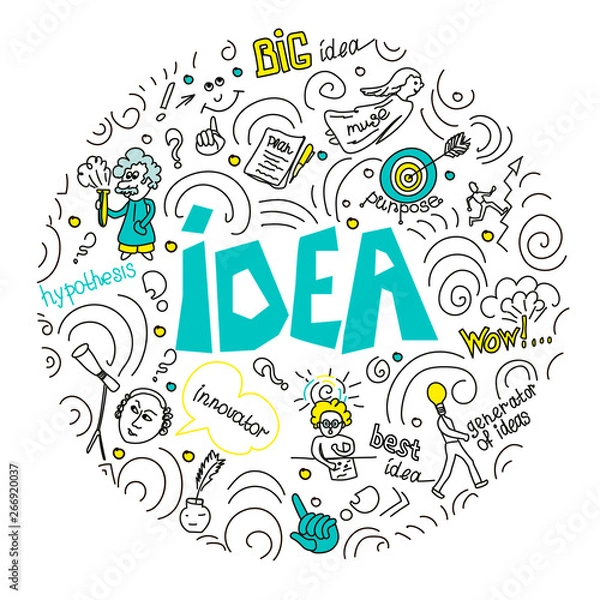 Fototapeta Set of flat concepts illustration design for business, Finance, consulting, management, analysis, strategy and planning, launch. Vector illustration for web banners and printed materials, big ideas, f