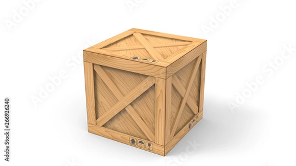 Obraz Cargo box. Wooden box. 3D rendering