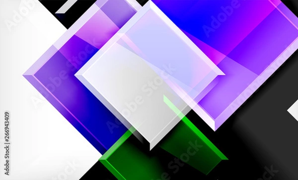 Fototapeta Bright colorful square shape blocks geometrical background