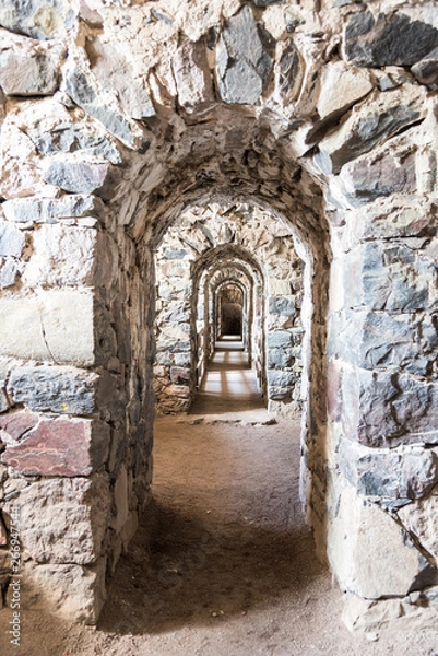 Fototapeta Entrance to Infinity in Suomenlinna Sveaborg Sea Fortress, fortress's entrances as stone arcs nested in each other