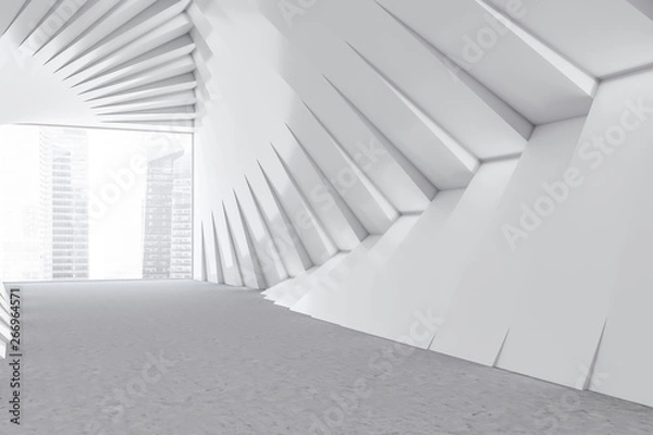 Obraz Empty white futuristic hall of office building