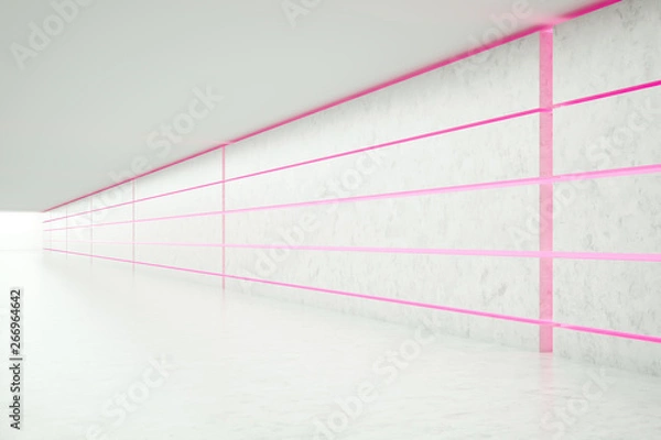 Fototapeta Empty pink neon light corridor