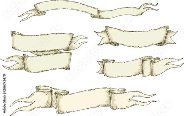 Obraz Five Retro Blank Heraldic Ribbons