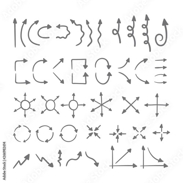 Obraz Doodle vector arrows. Hand drawn set.