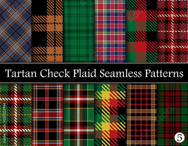 Obraz Set  Tartan Plaid Scottish Seamless Pattern.