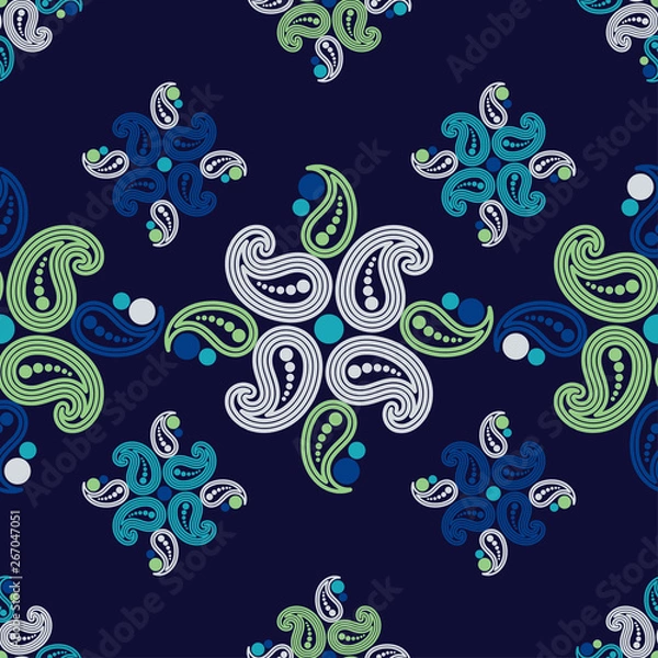 Fototapeta Paisley ornament. Ethnic boho seamless pattern. Ikat. Traditional ornament. Folk motif. Can be used for wallpaper, textile, invitation card, wrapping, web page background.