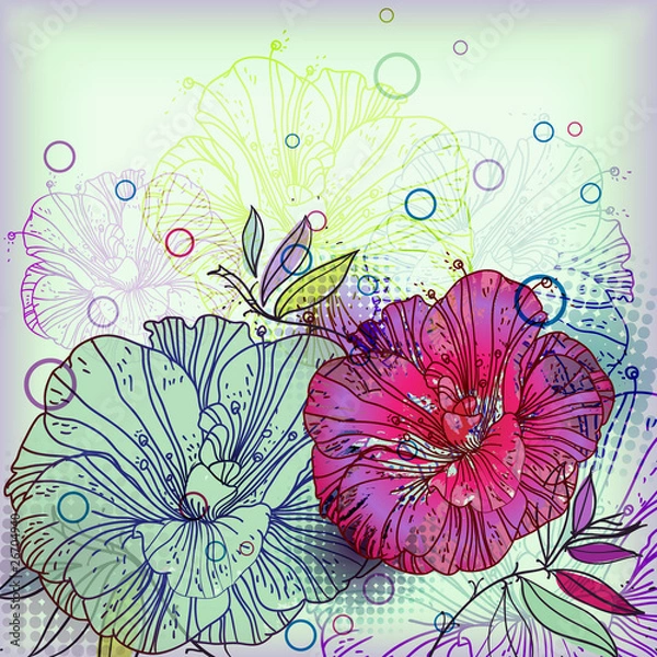 Obraz bright background with fantasy flowers