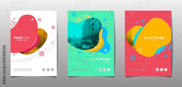 Fototapeta Cover design template for annual report. Abstract modern vector illustration. Cover presentation on a4. Abstract presentation templates. 