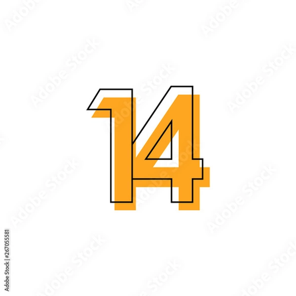 Fototapeta Number 14 Vector Template Design Illustration Design for Anniversary Celebration