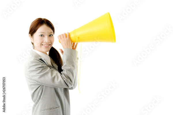 Fototapeta メガホンと女性社員
