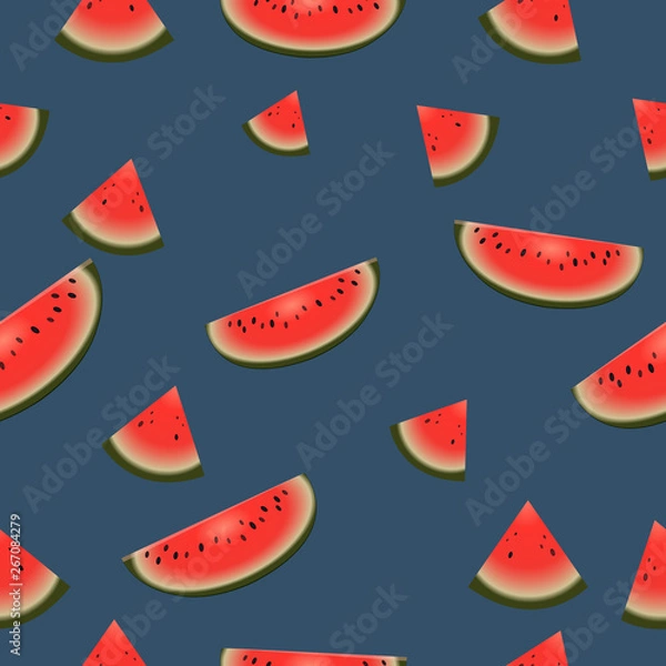 Fototapeta seamless wallpaper with watermelons, vector, pattern