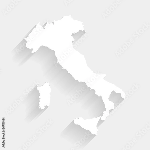 Obraz Simple white Italy map on gray background, vector