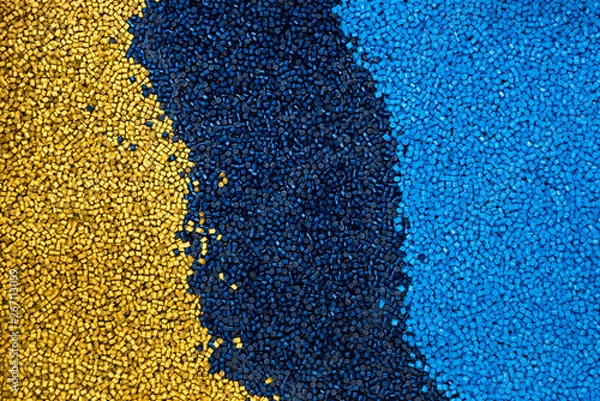 Fototapeta Pattern of yellow and blue polymers