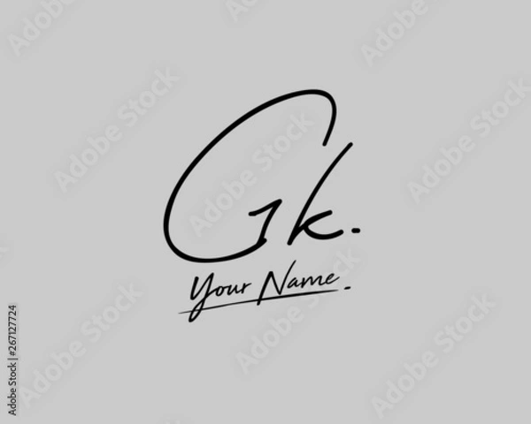 Obraz G K GK Signature initial logo template vector