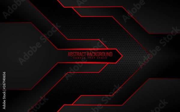 Obraz abstract metallic red black frame layout modern tech design template background eps10 - Vector