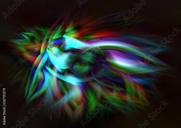 Fototapeta Abstract digital art.  Futuristic fractal world illusration. Texuture, ornament, decor, tracery