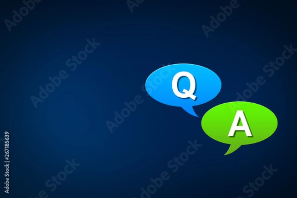 Obraz Question answer speech bubble concept on blue background