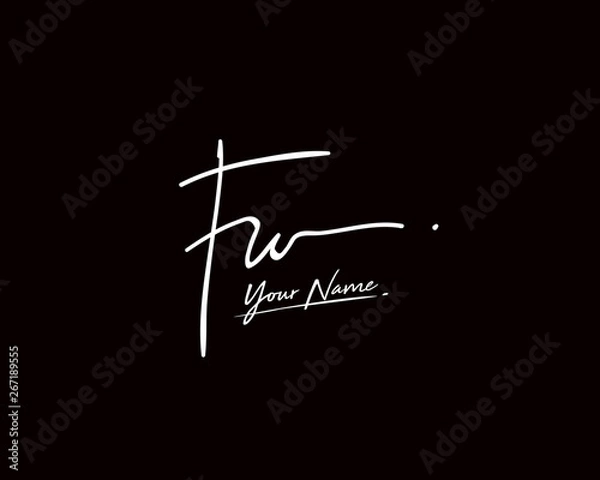 Fototapeta F W FW Signature initial logo template vector