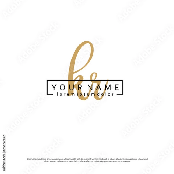 Fototapeta Initial K R KR elegant logo template vector