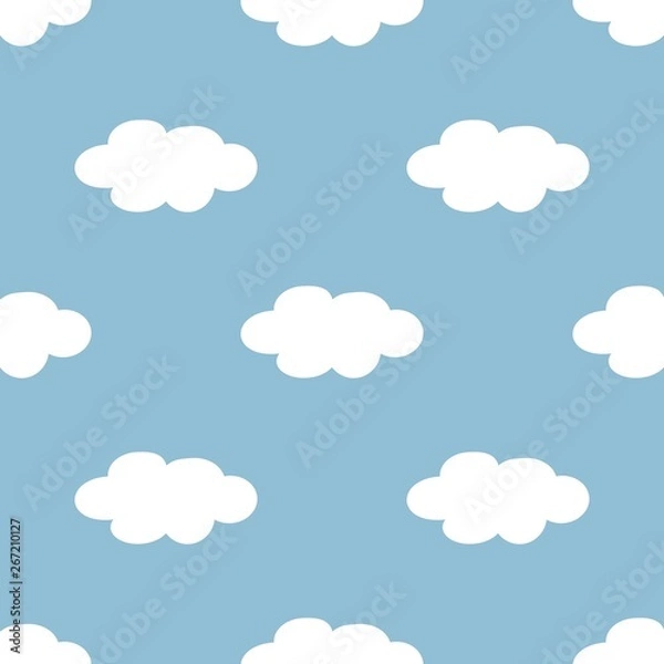 Fototapeta Cute child seamless background with clouds pattern .