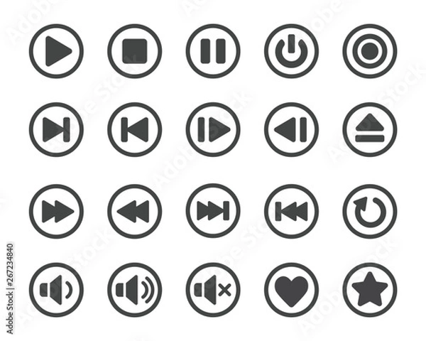 Obraz media player button icon set