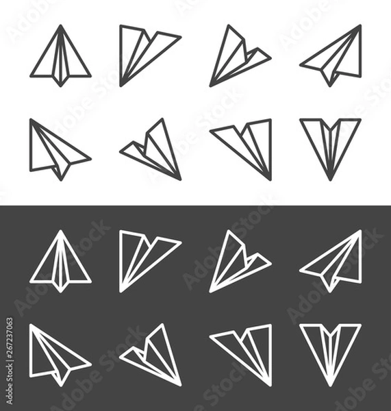Obraz paper plane line icon set