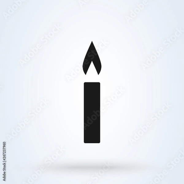 Fototapeta candle light burn flat style. icon isolated on white background.  illustration