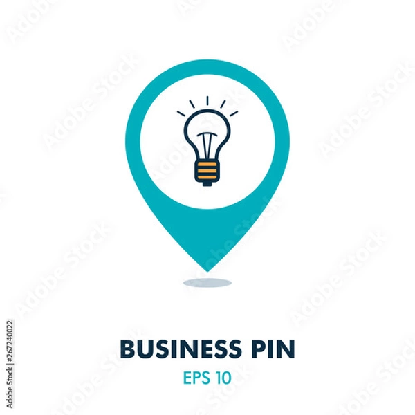 Fototapeta Idea, Lightbulb pin map icon. Business sign
