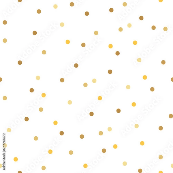Fototapeta Seamless pattern with golden polka dot on a white background. Vector.