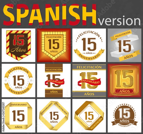 Obraz Spanish set of number 15 templates